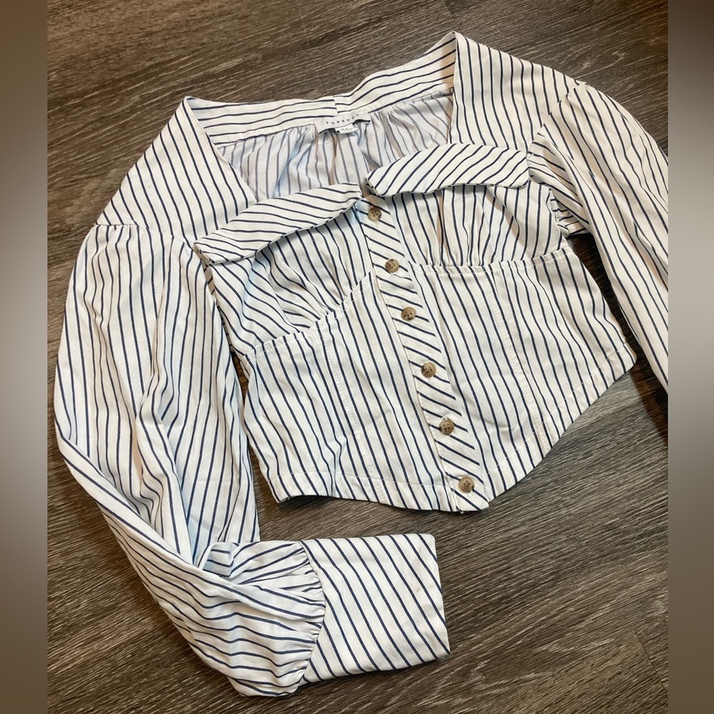Topshop Long Sleeve Cropped Blouse